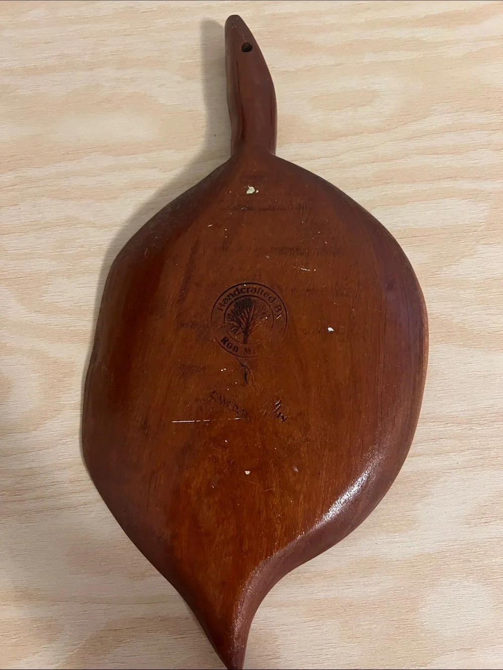 Source Unknown Brown Hand-Carved Wooden Serving Tray
